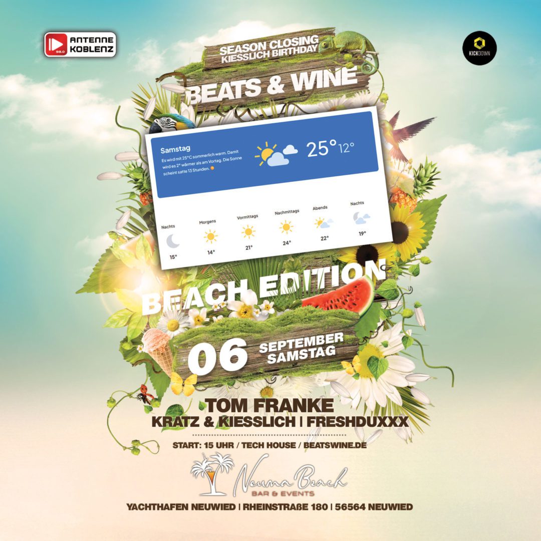 Wetter-Update Beats & Wine 06.09. Neuma Beach – Neuwied