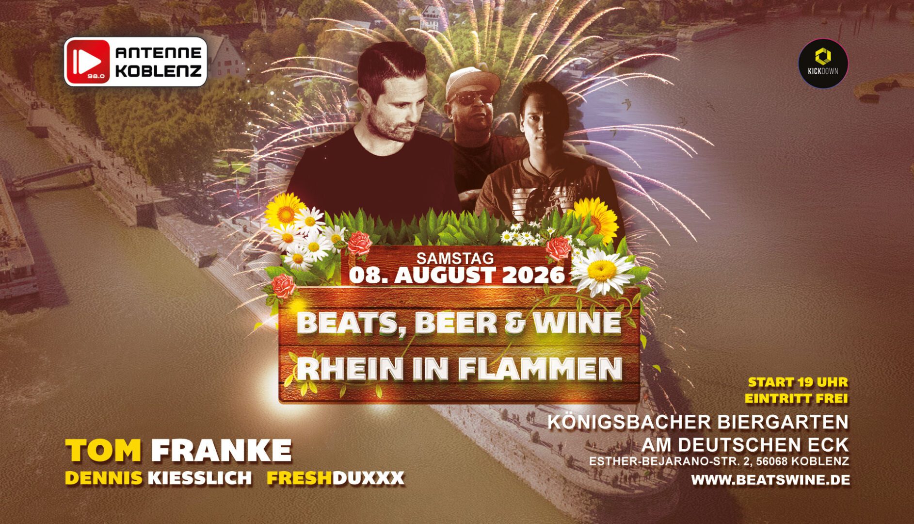 Beats & Wine 34 Beats Beer Wine am Deutschen Eck Rhein in Flammen Edition 2026 Timeline