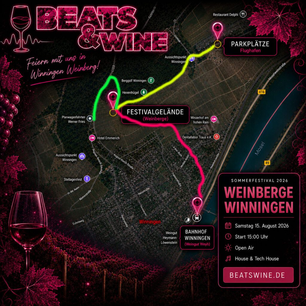 📍🍷 WICHTIG: SO FINDET IHR ZUM BEATS & WINE FESTIVAL!