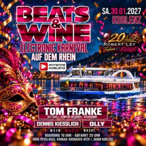 🎭🍷 Beats & Wine – Electronic Karneval auf dem Rhein 2027