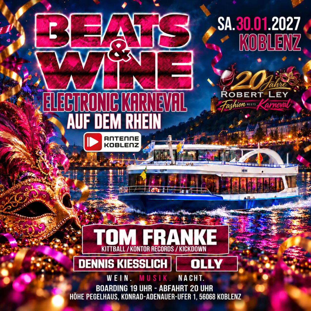 🎭🍷 Beats & Wine – Electronic Karneval auf dem Rhein 2027
