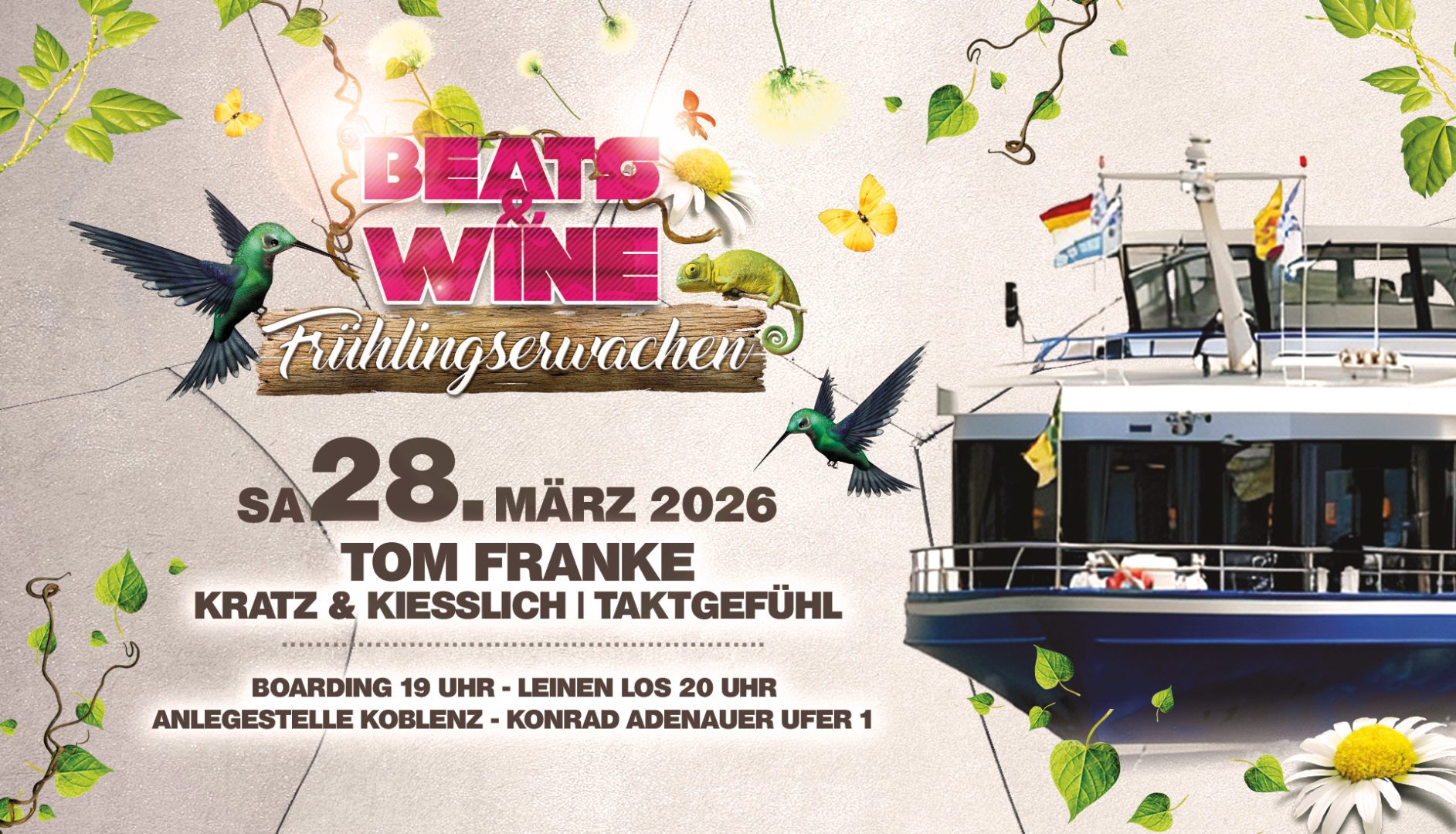 Beats & Wine - Festival | Weingut | Boot 34 28.03. Beats Wine Boot Fruehlingserwachen Timeline